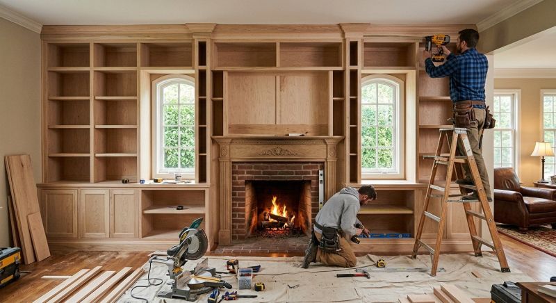 Built In Bookcase Installation in Raleigh, NC